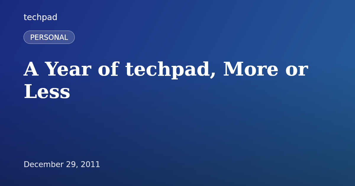 A Year of techpad, More or Less