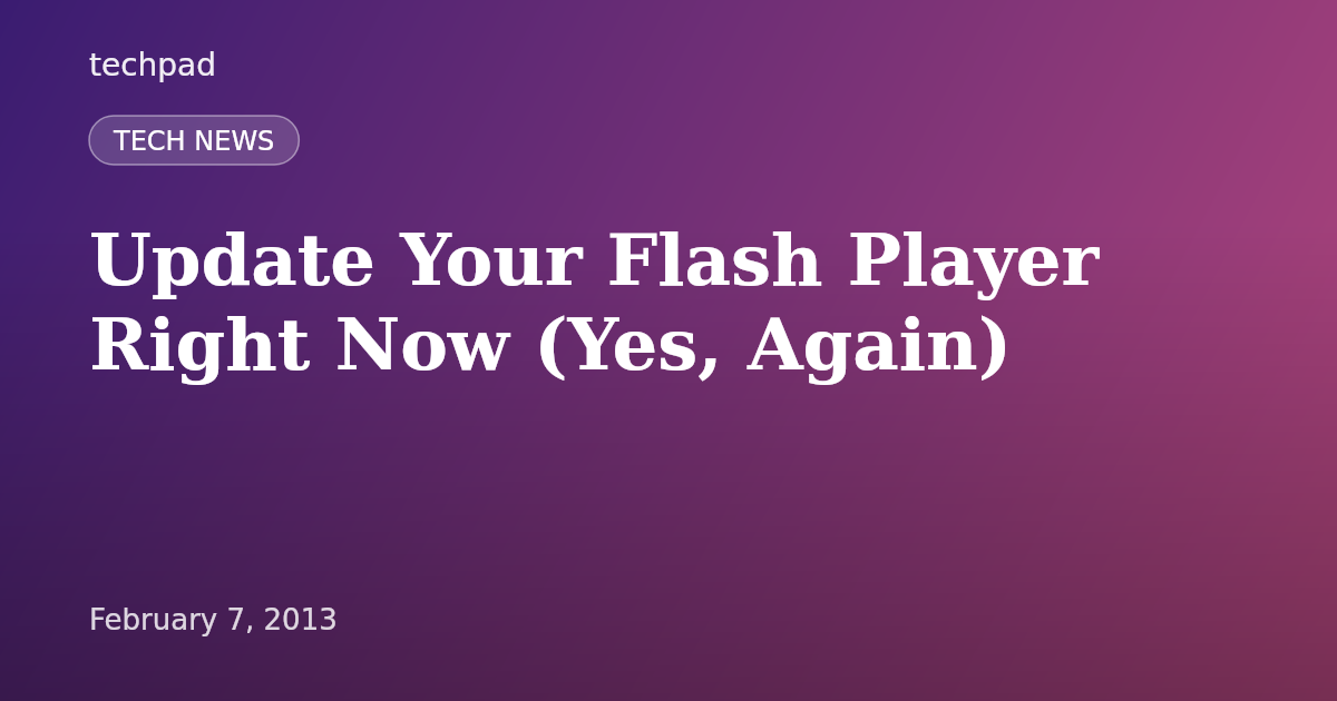 Update Your Flash Player Right Now (Yes, Again)