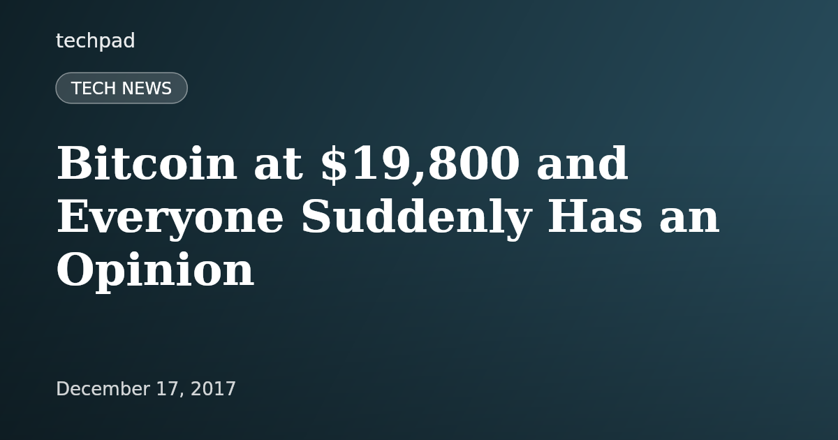 Bitcoin at $19,800 and Everyone Suddenly Has an Opinion