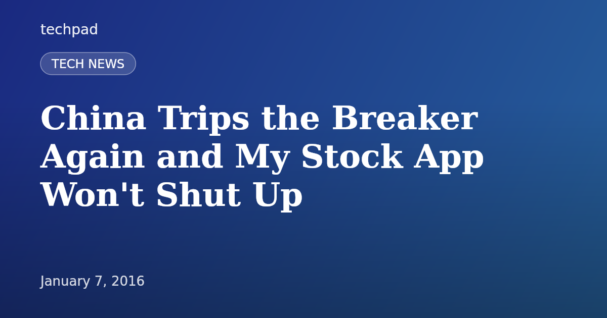 China Trips the Breaker Again and My Stock App Won't Shut Up