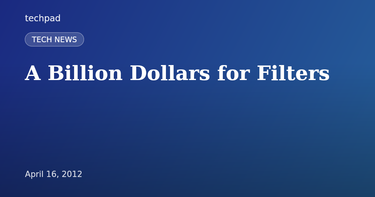 A Billion Dollars for Filters