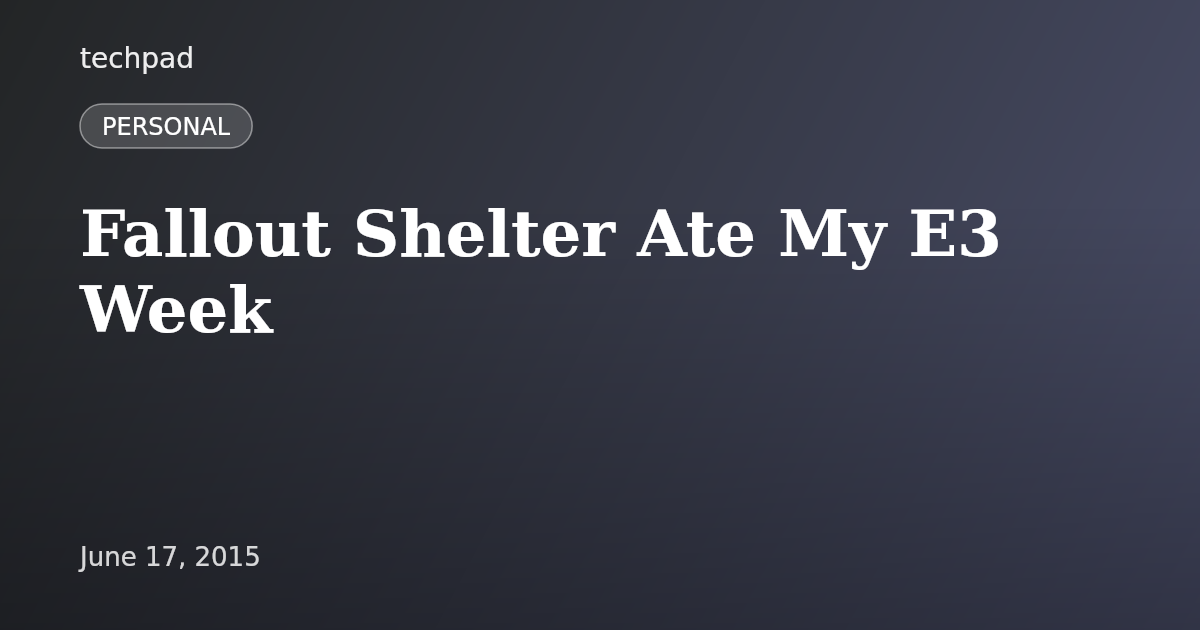 Fallout Shelter Ate My E3 Week
