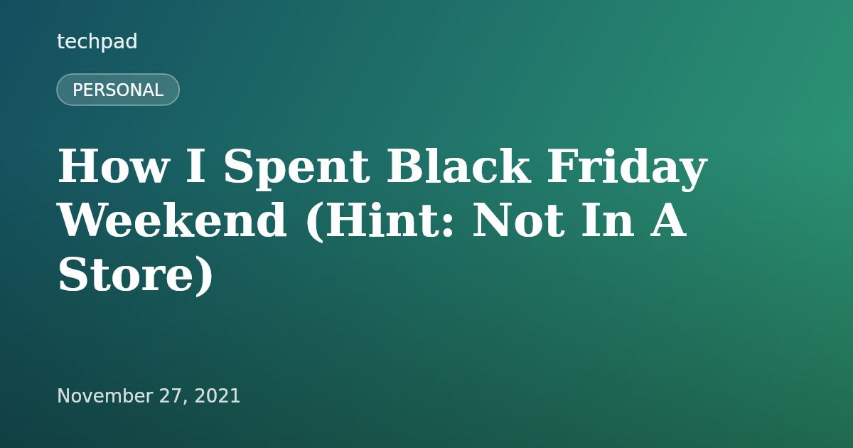 How I Spent Black Friday Weekend (Hint: Not In A Store)