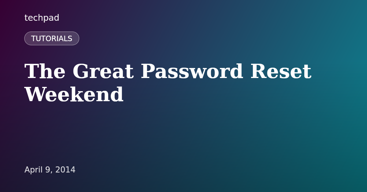 The Great Password Reset Weekend