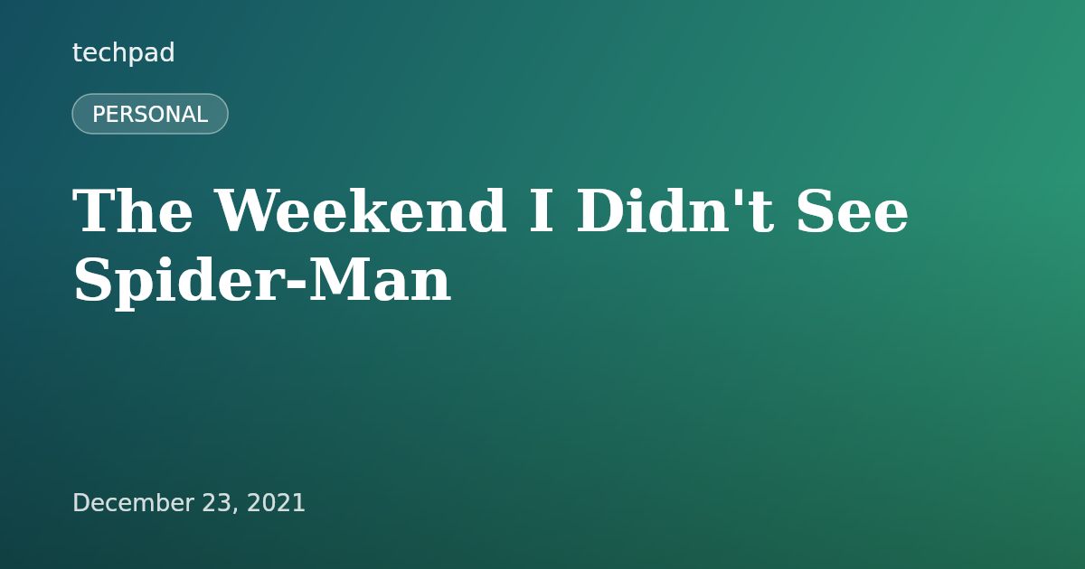 The Weekend I Didn't See Spider-Man