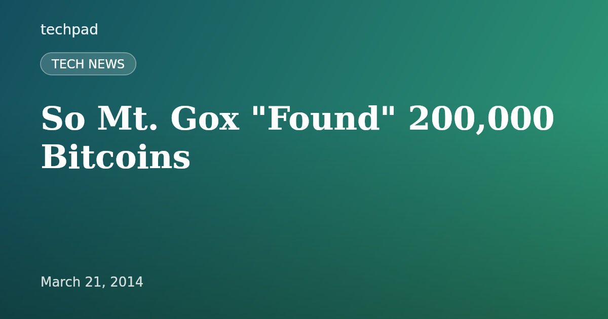 So Mt. Gox "Found" 200,000 Bitcoins