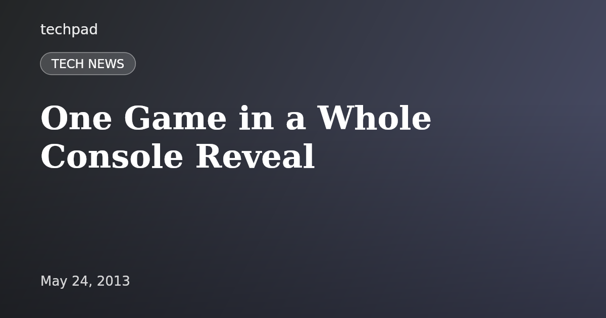 One Game in a Whole Console Reveal