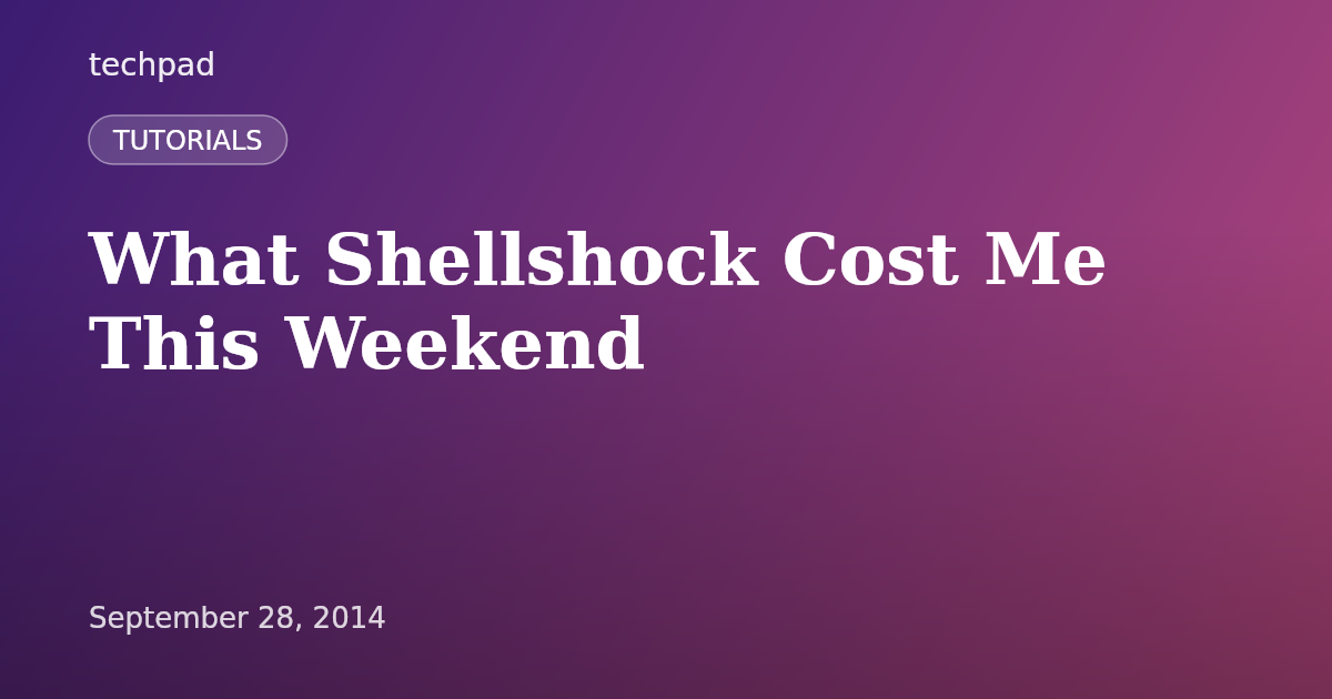 What Shellshock Cost Me This Weekend