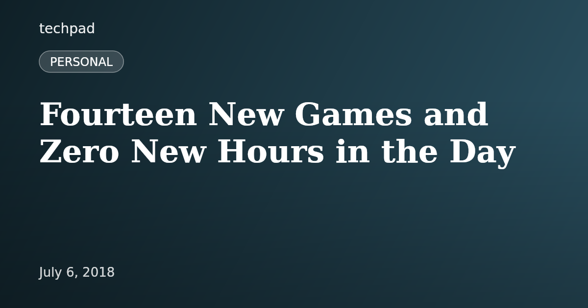 Fourteen New Games and Zero New Hours in the Day