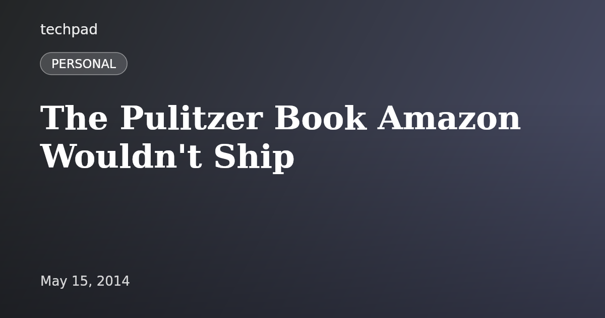 The Pulitzer Book Amazon Wouldn't Ship