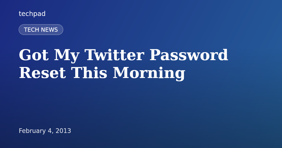 Got My Twitter Password Reset This Morning