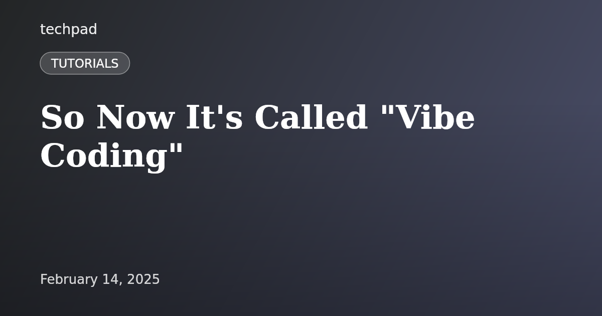 So Now It's Called "Vibe Coding"
