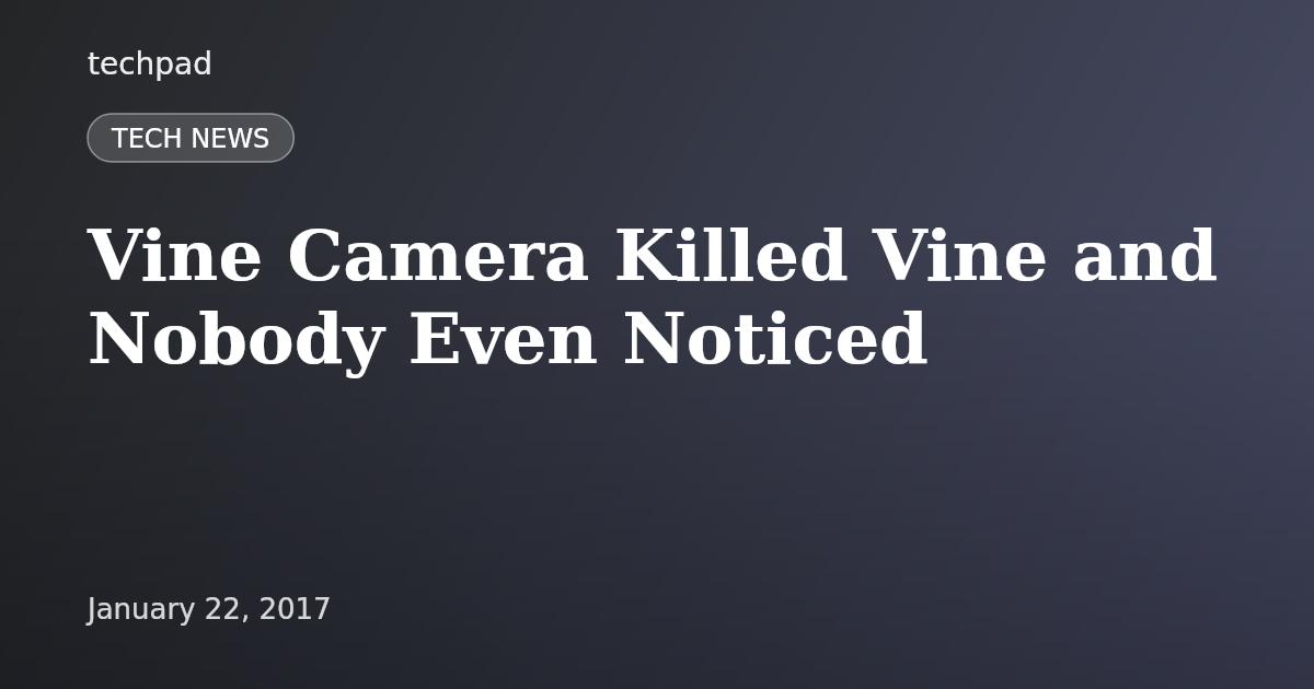 Vine Camera Killed Vine and Nobody Even Noticed
