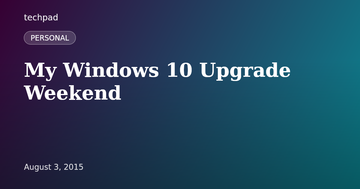 My Windows 10 Upgrade Weekend