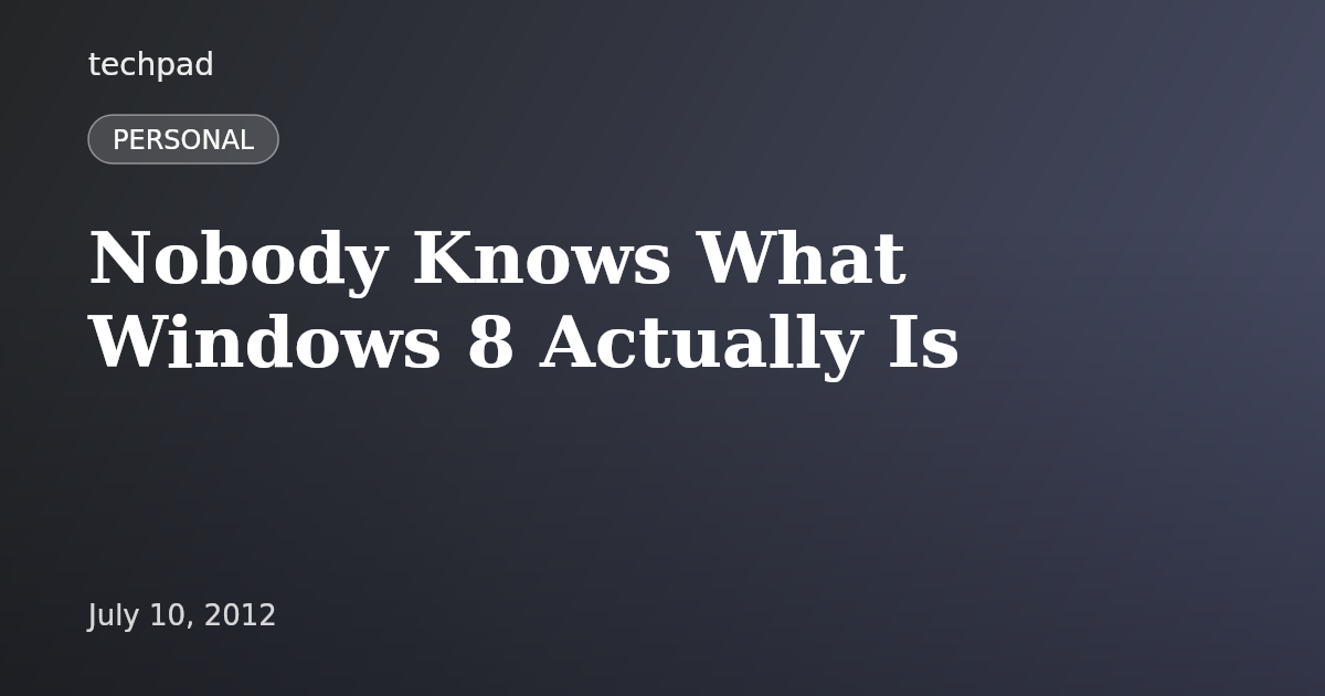 Nobody Knows What Windows 8 Actually Is