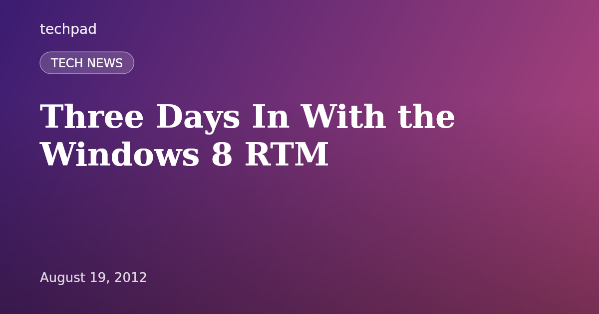 Three Days In With the Windows 8 RTM